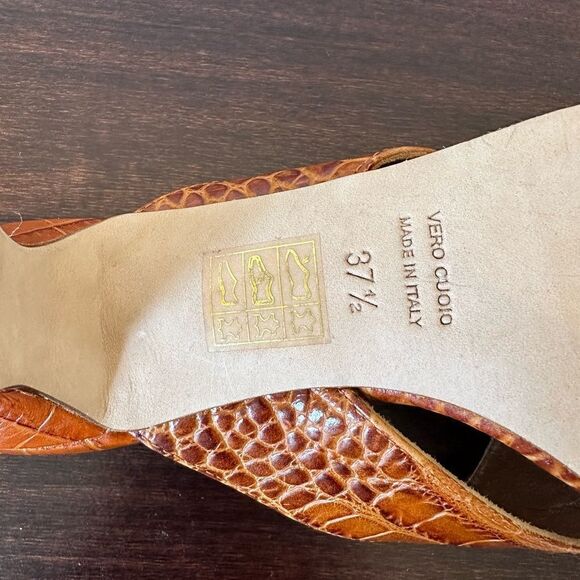 Paris Texas  leather croc embossed crisscross sandal’s size 7 - Picture 11 of 12